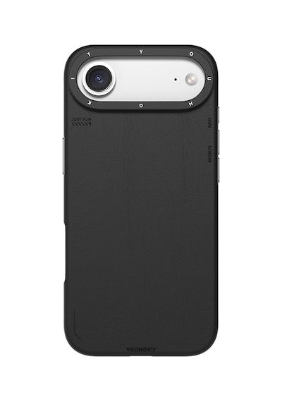 Apple Uyumlu iPhone 17 Air Kılıf M-safeli Basit Mat Deri Desenli Youngkit Tech Fashion Serisi Kapak Siyah Siyah
