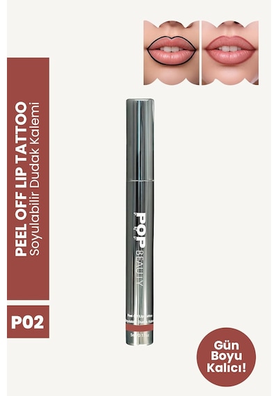 Soyulabilir Dudak Kalemi - Peel-off Lip Tattoo, Po2 Kahverengi