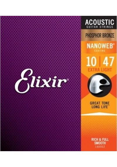 Elixir 16002 Nanoweb Phosphor Bronze Akustik Gitar Teli (10-47)