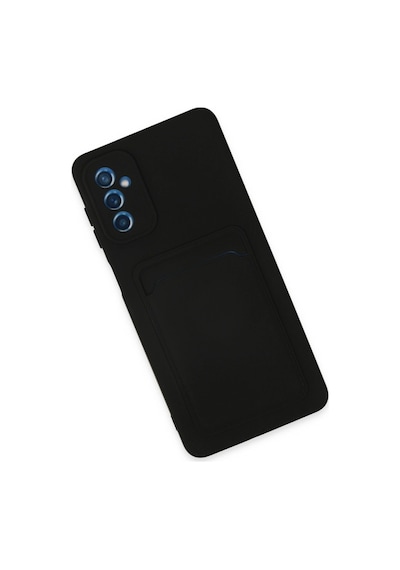 Samsung Galaxy M52 5g Kılıf Kelvin Kartvizitli Silikon - Siyah Düz Renkli