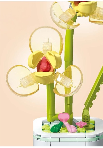 Building Block Flower 134 Parça Sarı Orkide