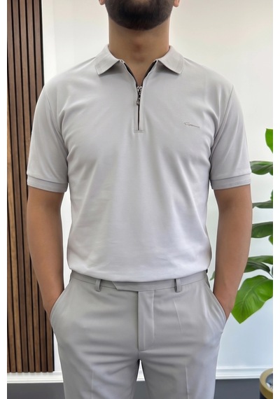 Erkek Pamuklu Soft Polo Yaka Tişört Gri Edw500