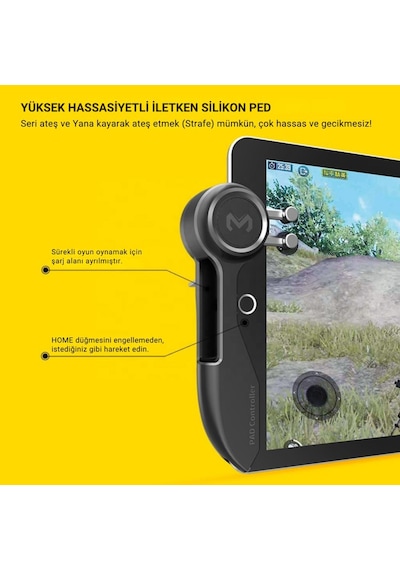 Polham 6 Parmak Tüm Tabletler İle Uyumlu Pubg Ve Mobil Oyun Kontrol Adaptörü, Kaymaz Çizmez Joystick