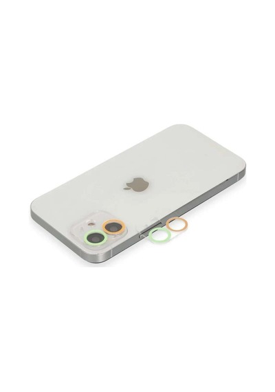 İphone 11 Renkli Kamera Lens Koruma Cam - Turuncu-yeşil Diğer