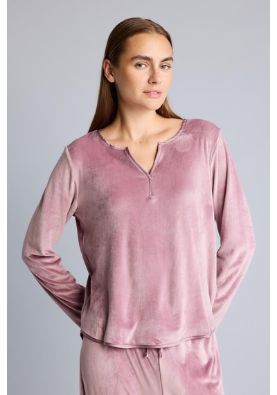 Defacto Regular Fit V Yaka Uzun Kollu 2li Velur Pijama Takımı A3356ax26aubr97 Bordo-br97