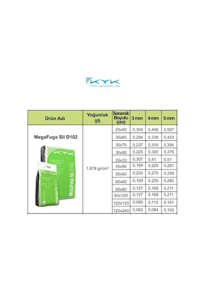 Kyk Silikonlu Seramik Derz Dolgusu , Açık Gri Renk 1kg
