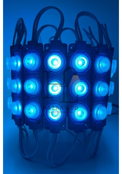 12 Volt 3 Lü Lensli 3 Watt 3030 Reklamcı Modül Led Turkuaz 10 Adet