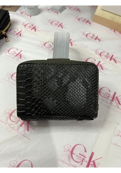 Gk Gamzelirenklerim Luxury Fashıon&accessorıes Yılan Derisi Mıknatıslı Lüx Cüzdan Suni Deri Siyah