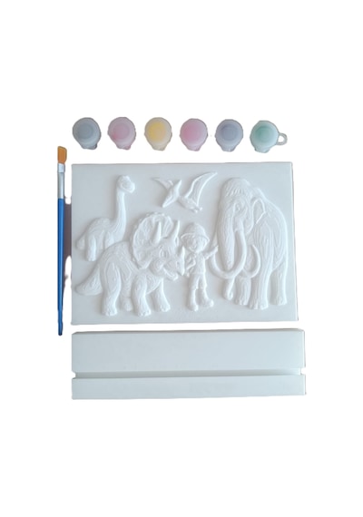 Suya Dayanıklı Mermer Tozu Boyama Seti Standlı Antik Çağ Çocuk Boyama Tablosu 18x13 Cm Boya Emmez, Özel Formül