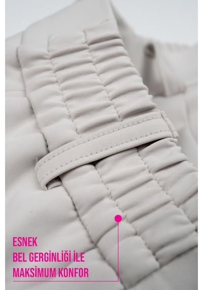 Goffra Kadın Flexon Ultra Esnek Relaxed Beli Lastikli Jogger Pantolon Taş W702-r0433-08