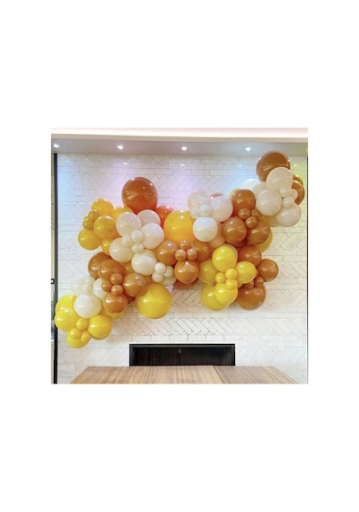 Pastel Karamel Zerdeçal Ve Beyaz Balon Zinciri 100 Adet Mix