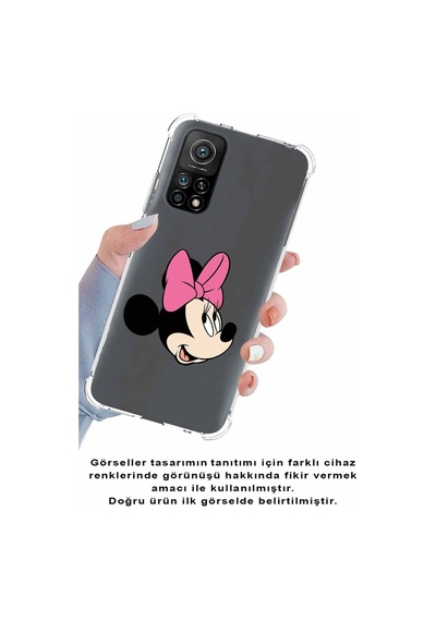 Xiaomi Redmi K20 Köşe Korumalı Antişok Kapak Minnie Mouse Tasarımlı Şeffaf Kılıf