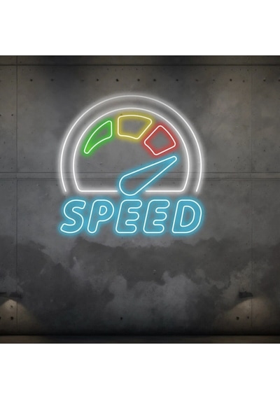 Speed Yazılı Ve Şekilli Neon Tabela Turkuaz