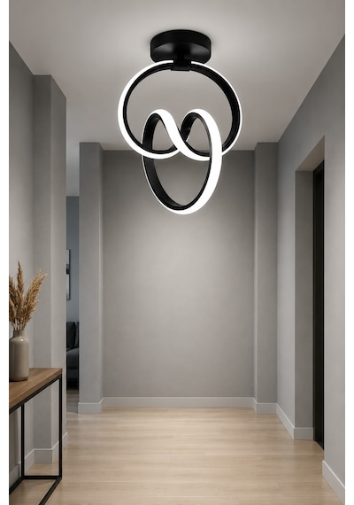 Evora Led Plafonyer Avize Beyaz Işık Siyah
