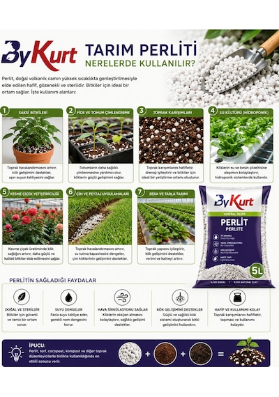 Tarım Perliti Çiçek Toprağı Karışımı 5 Litre Toprak Perliti 10 L