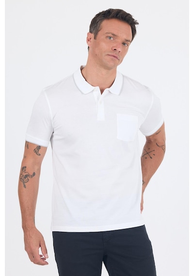 Kısa Kol Düz Suprem Polo Yaka Cepli %100 Pamuk Comfort Fit Tişört 1011250189 Beyaz