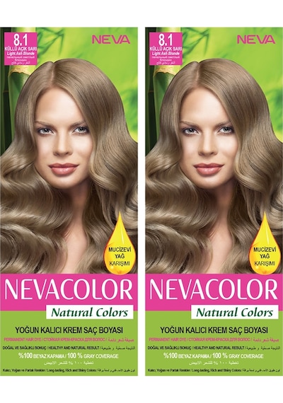 Neva Color Natural Color Saç Boyası 8.1 Küllü Açık Sarı 2'li Set