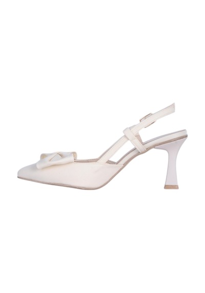 Tahir 2802 7cm Slingback Topuklu Ayakkabı Krem