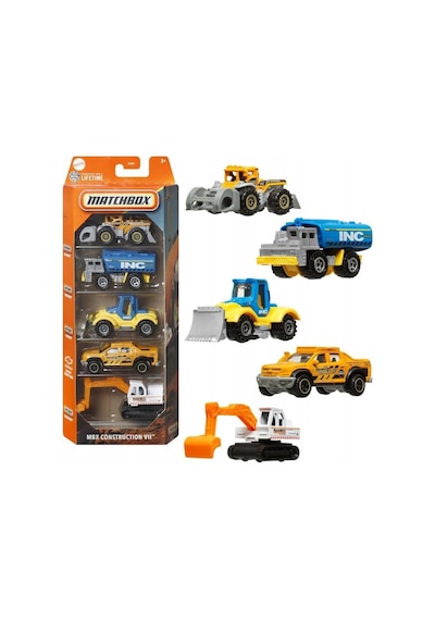 Matchbx Metal Beşli Araba Seti Mbx Constructıon Vıı İş Makineleri C1817-jbx40 Açık Bej