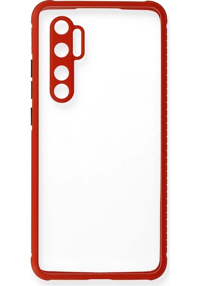 Cosmotex Newface Xiaomi Mi Note 10 Lite Kılıf Miami Şeffaf Silikon - Kırmızı