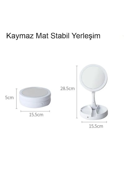 Led Işıklı 10x Katlanır Hafif Çift Yönlü Usb Şarjlı Makyaj Aynası