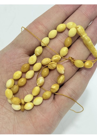 Doğal Kaya Damla Kraliçe Kehribar Tesbih 33lük 7,80 Gram K014