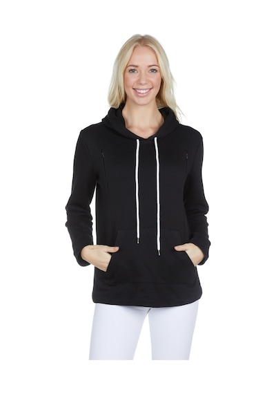 Luvmabelly 4505 Pamuklu Yandan Fermuarlı Lohusa Emzirme Sweatshirt-siyah