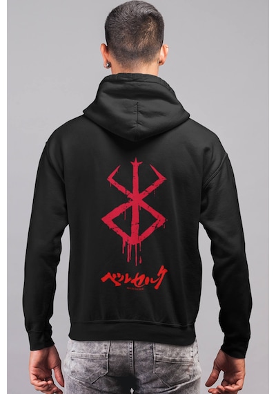 Anime Berserk Logo Ön - Arka Baskılı Kapşonlu Sweatshirt