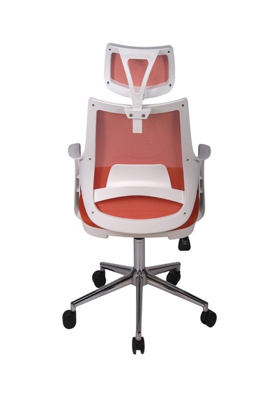 Ofisbazaar Buya Beyaz Fileli Ofis Koltuğu Ergonomik Ve Modern Tasarım Turuncu Turuncu