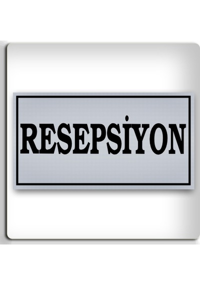 Resepsiyon - Yönlendirme Levhası - Kendinden Yapışkanlı Metalik Gümüş Gri Tabela 8x15 Cm