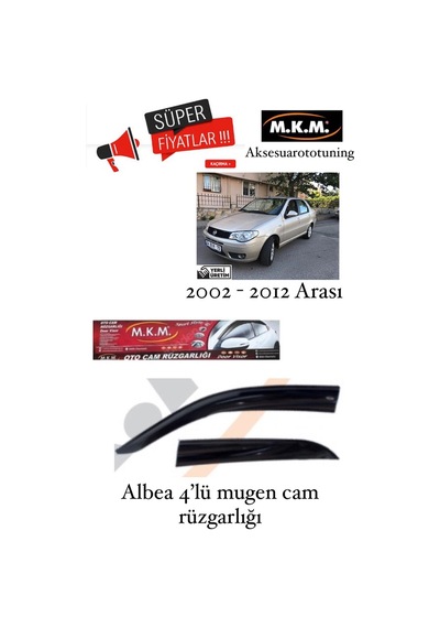 Fiat Albea 2002 - 2012 4'Lü Mugen Cam Rüzgarlığı