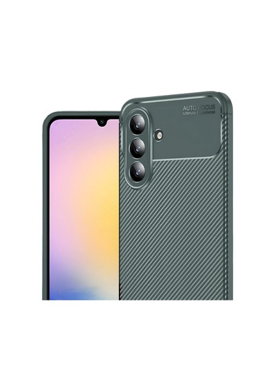 Samsung Galaxy  Uyumlu  S25 Fe Auto Focus Karbon Kapak - Koyu Yeşil
