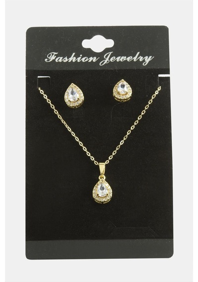 Damla Zirkon Taşlı Set Kolye Çok Renkli 77185950