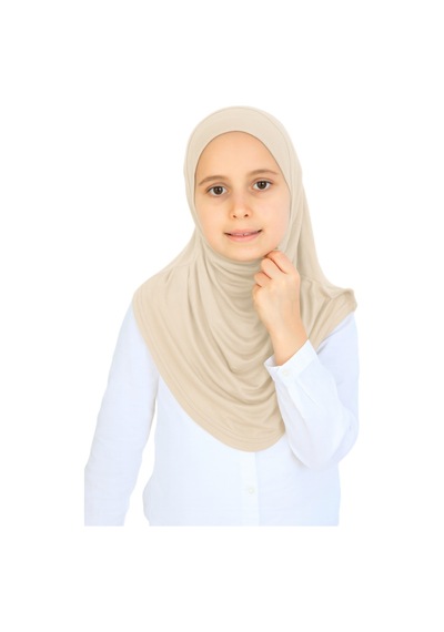 Modish Group Kız Çocuk Hazır Başörtüsü Pratik Penye Şal Tesettür Giyim Bej