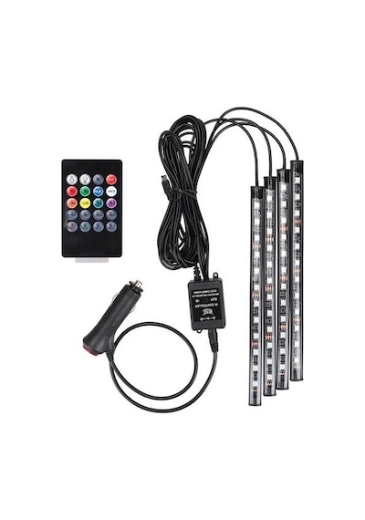 Ayak Altı Led Kumandalı Sese Duyarlı Araç İçi Aydınlatma 12 Ledli