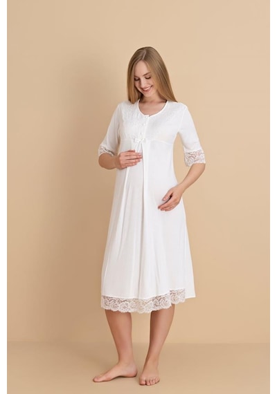 Duchesse 2601 Dantel Kol Hamile Lohusa Gecelik Sabahlık Tk