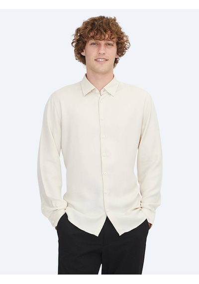 Kip Ekru Regular Fit Dokuma Casual Gömlek Ekru