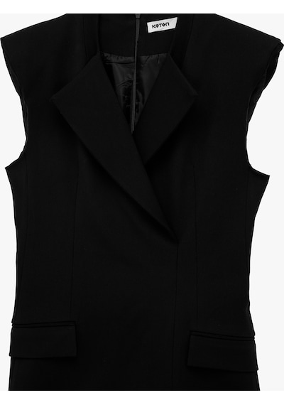 Koton Regular Fit A Kesim Kruvaze Yaka Kolsuz Mini Elbise Siyah 7wak80008uw