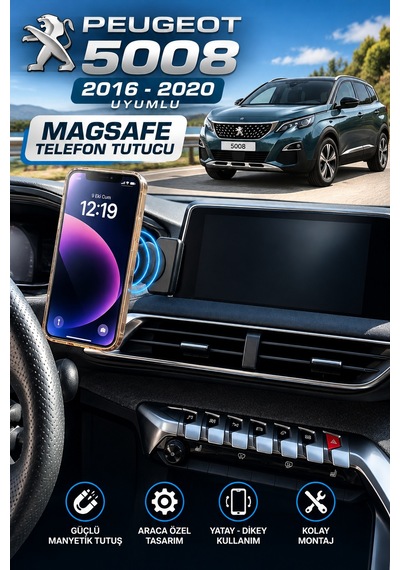 Peugeot 5008 2016-2020 Uyumlu Araca Özel Magsafe Telefon Tutacagı