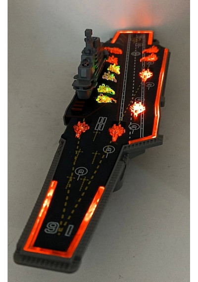 Metal Alaşım Işıklı Ve Sesli Uçak Gemisi Oyuncak - Sürtmeli Hareketli 24 Cm Büyük Boy Askeri Gemi