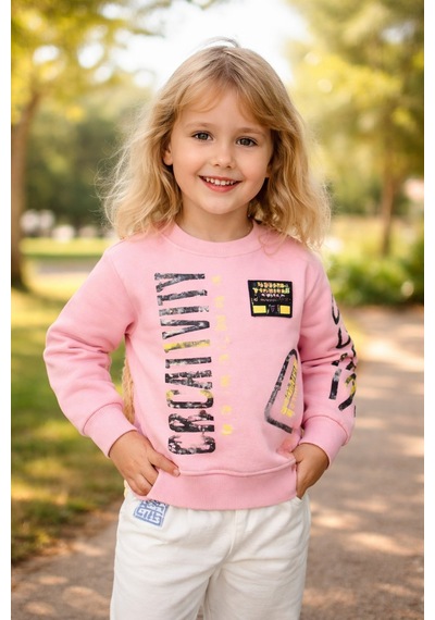 Almira Bebek Kız Çocuk Sweatshirt 3 Yaş Pudra Uzun Kol Pudra 3 Yaş