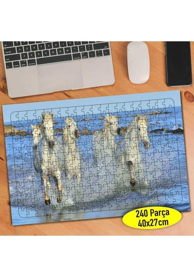 Sahilde Koşan Atlar 240 Parça Puzzle Yapboz Tablo-98745178