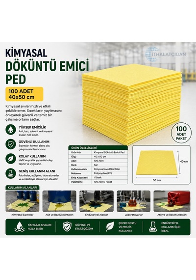 Kimyasal Döküntü Emici Ped 100 Adet 40x50cm Bant Marketim