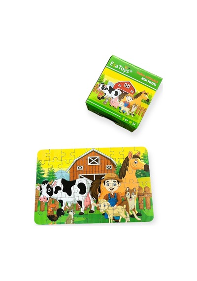 Ahşap Farm Animals Mini Puzzle 4 Yaş 54 Parça