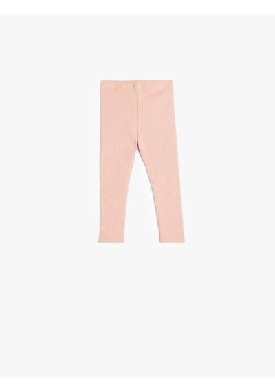 Koton Pamuklu Beli Lastikli Basic Uzun Tayt Pembe 5smg40059ak Gül