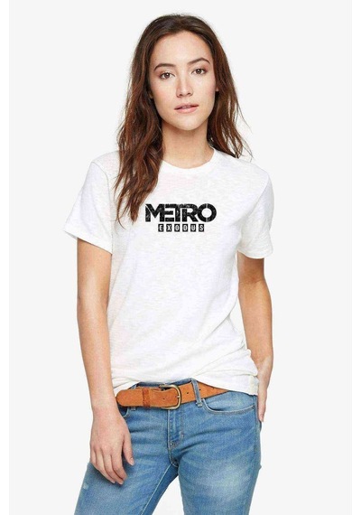 Metro Exodus Logo Baskılı Beyaz Kadın Tshirt