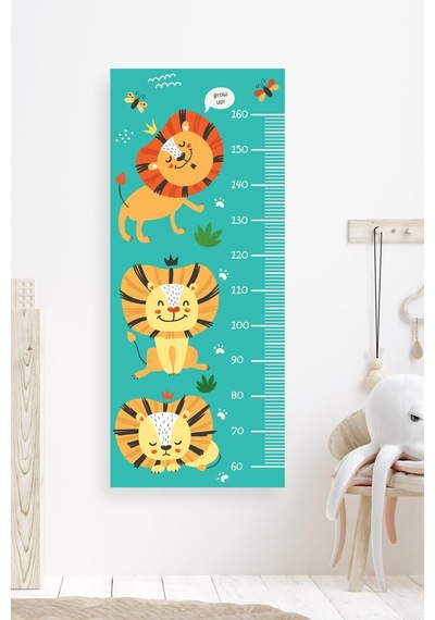 MSticker 3'lü Aslan Figürlü Boy Cetveli Çocuk Bebek Odası Boy Ölçer Sticker