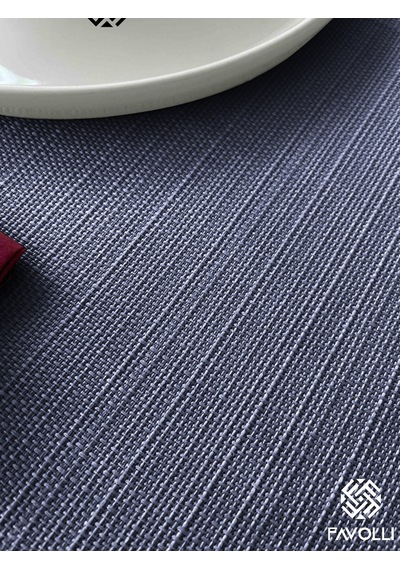 Br Favolli Keten Dokulu İndigo Masa Örtüsü Dertsiz