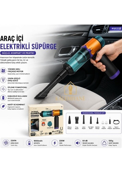 Kalemhane 22 000kpa Dijital Hızlı Şarj Oto Süpürge 220 Ml