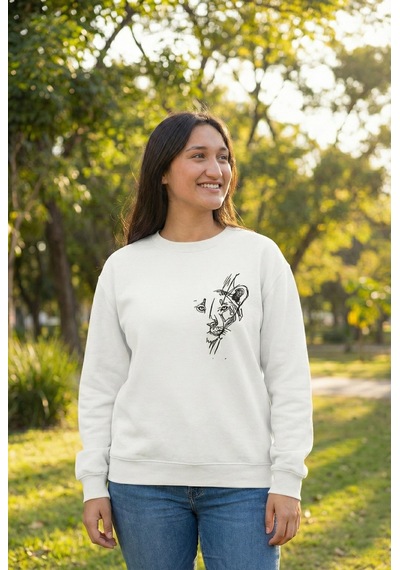 Primemagazam Sevgililer Gününe Baskılı Oversize Bisiklet Yaka Sweatshirt - Beyaz Çeşitli